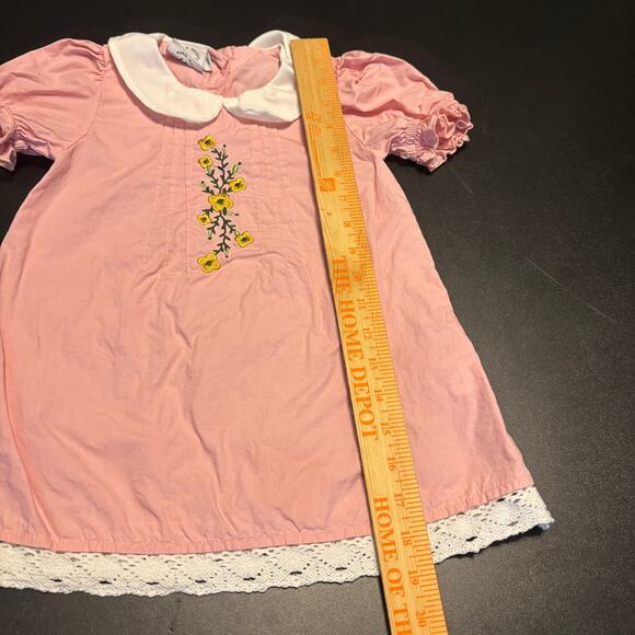 MARIE NICOLE Girls Size Small Dress Pink White Embroidered Floral Summer Spring - Picture 2 of 4